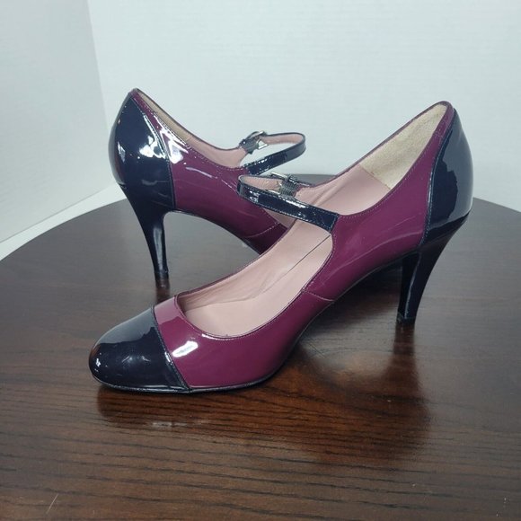 Boden Shoes - Boden Contrast Size US 9 EU 40 Wine Black Patent Leather Mary Jane Heels